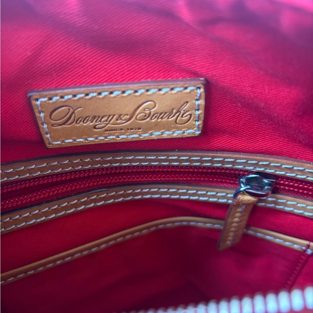 Dooney & Bourke Pink Pebble Leather Hobo with Tan Trim and Tassels - Picture 10 of 11
